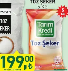 TARIM KREDİ TOZ ŞEKER 5 KG fiyat ve kampanya bilgisi